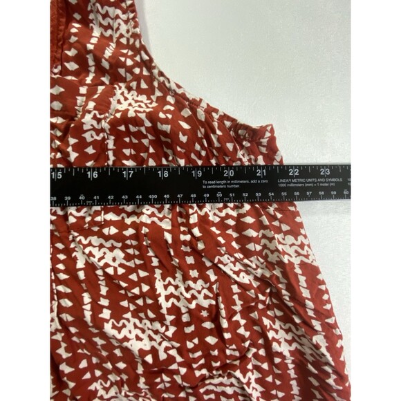 Caffe Marrakesh Boho Button-Up Top Sz Large Lace Detail Pockets Rust/White EUC - Picture 7 of 7